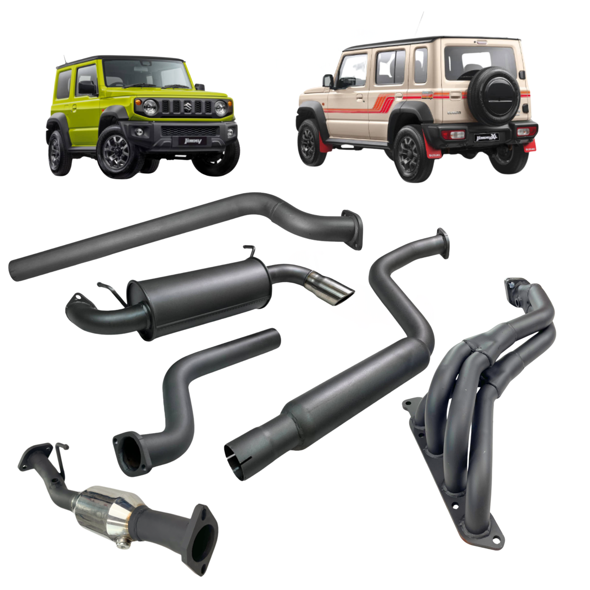 Redback Headers, High-Flow Cat & 2.5-inch Exhaust – Suzuki Jimny 3 & 5-Door | SJX70200-CM