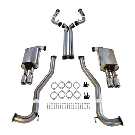Commodore VE VF V6 V8 Sed Wag Twin 3" Catback Exhaust X Pipe & Straight Tips 409 Stainless Steel — ST181-184XS-3XPS