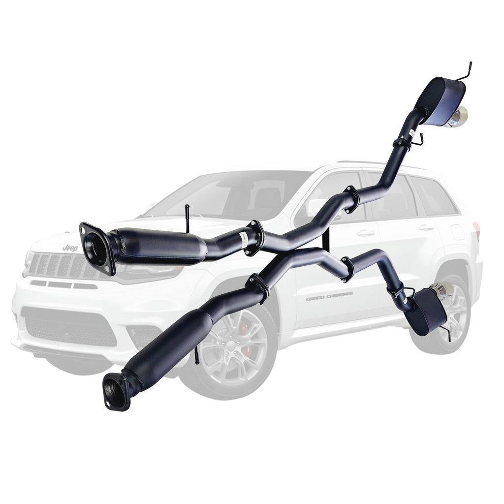ST401HD-404CT Jeep Grand Cherokee SRT twin 3 inch cat-back exhaust with centre hotdogs and stainless tips