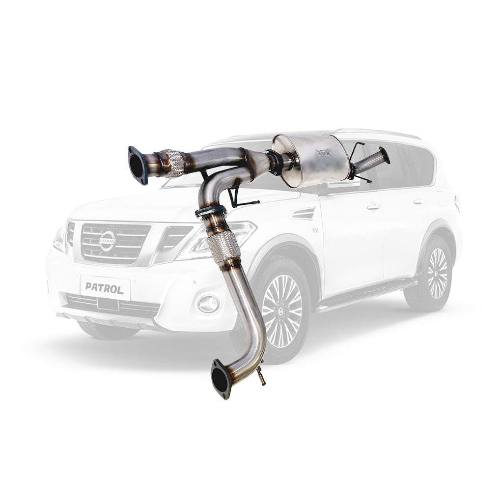 Nissan Y62 Patrol 3 inch stainless centre muffler section to factory rear exhaust - ESA ST501-506SS