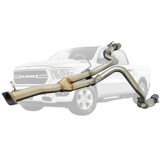 RAM 1500 DT stainless cat-back exhaust black chrome tips