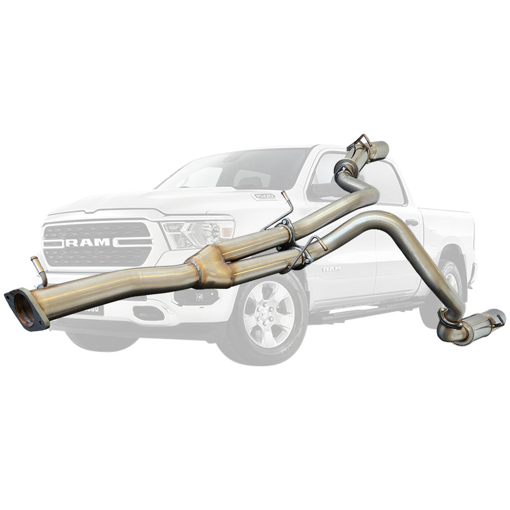 RAM 1500 DT stainless cat-back exhaust polished tips