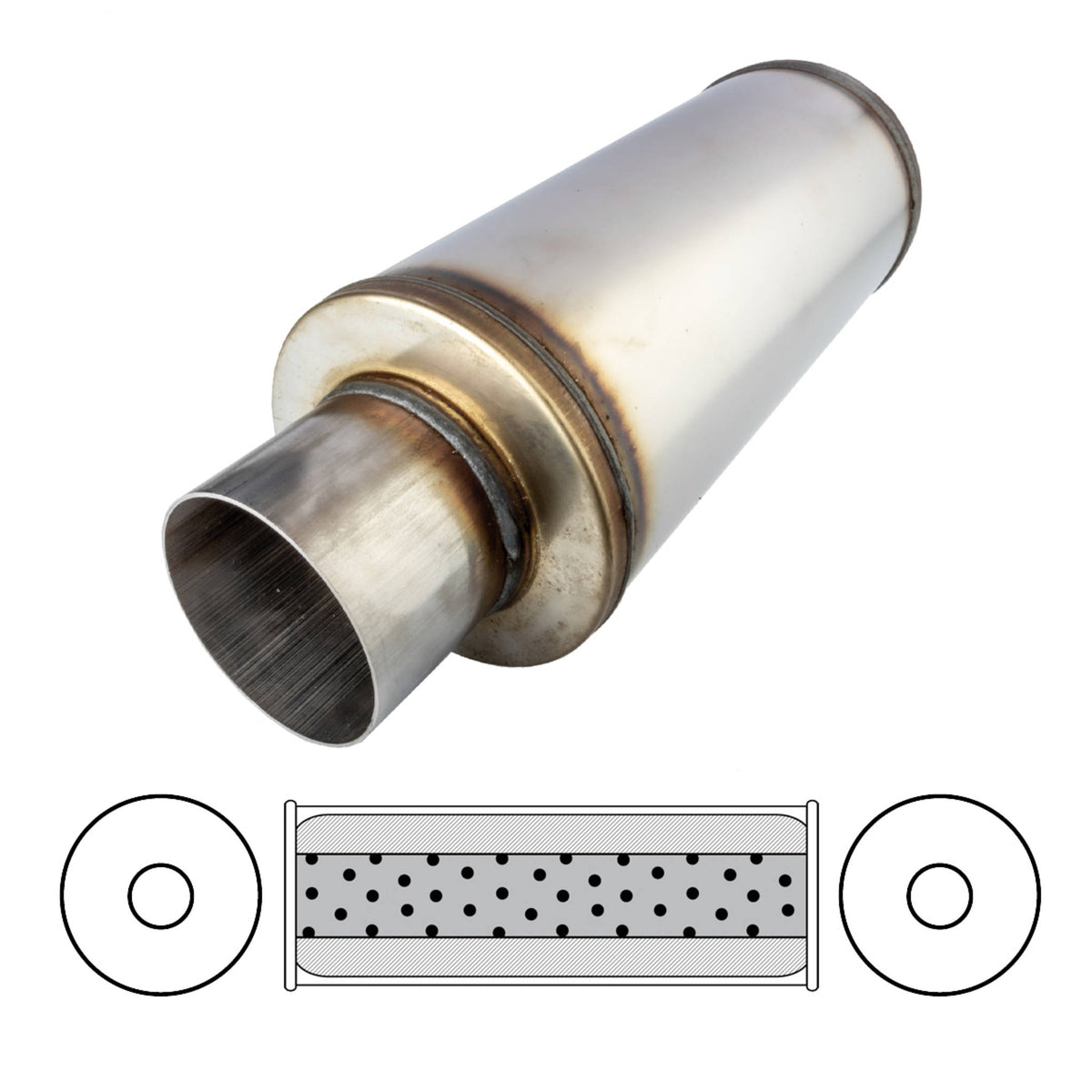 Redback 3 1/2" Megaflow Muffler – 14" Centre/Centre | STR8219-409