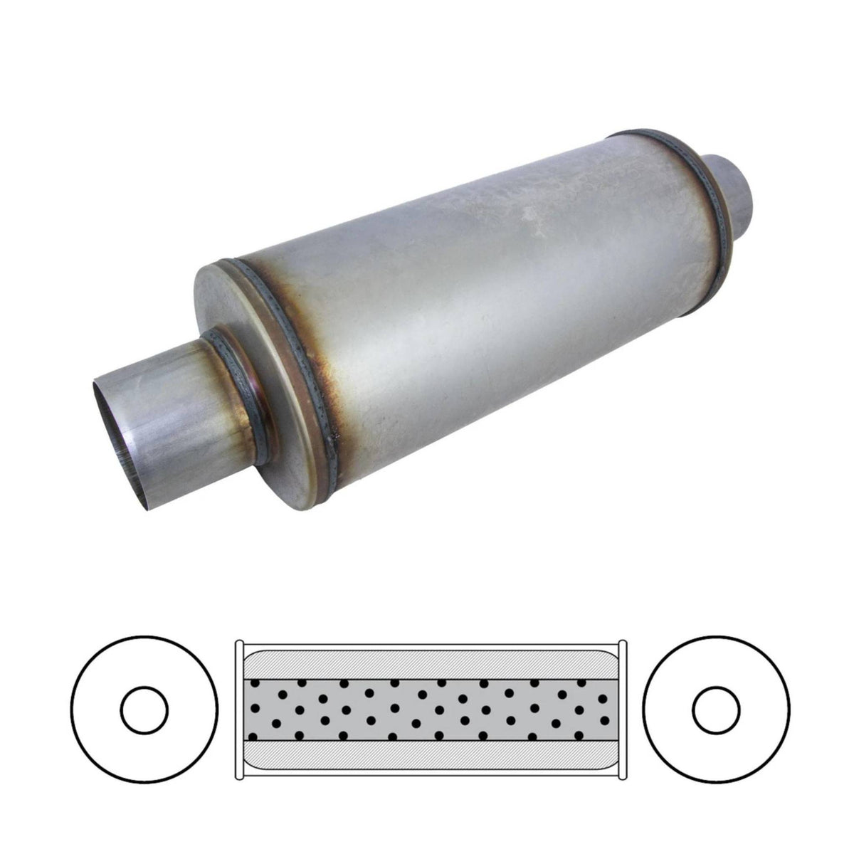 Redback 4" Megaflow Muffler – 14" Centre/Centre | STR8222-409