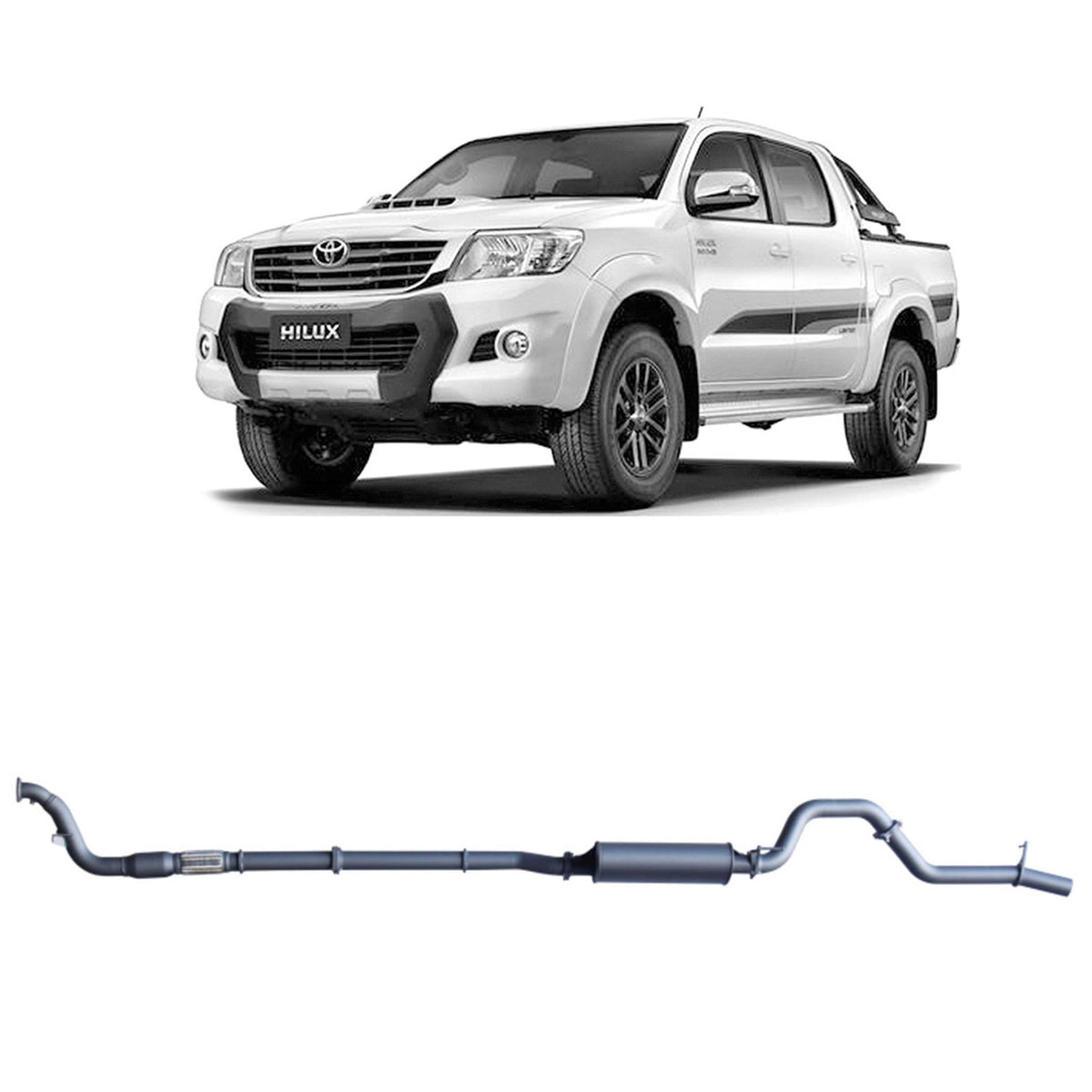 Redback 3-inch Turbo-Back, Cat & Large Muffler – Toyota Hilux 3.0L D4D | THX42200-CM