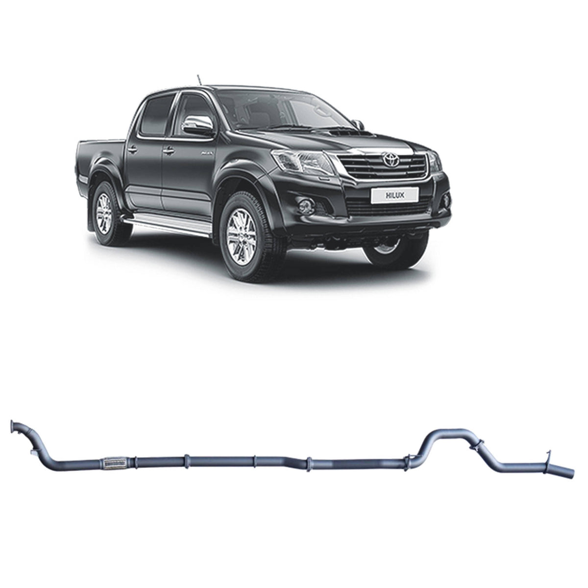 Redback 3-inch Turbo-Back, Muffler Delete, No Cat – Toyota Hilux 3.0L D4D | THX42200-PO