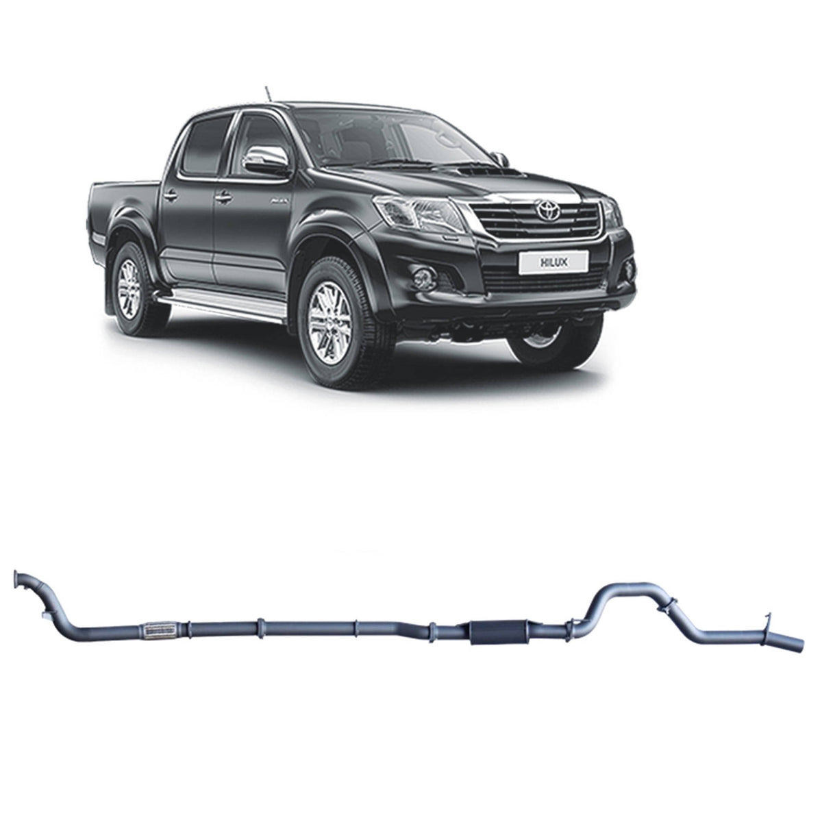 Redback 3-inch Turbo-Back, Resonator, No Cat – Toyota Hilux 3.0L D4D | THX42200-PR