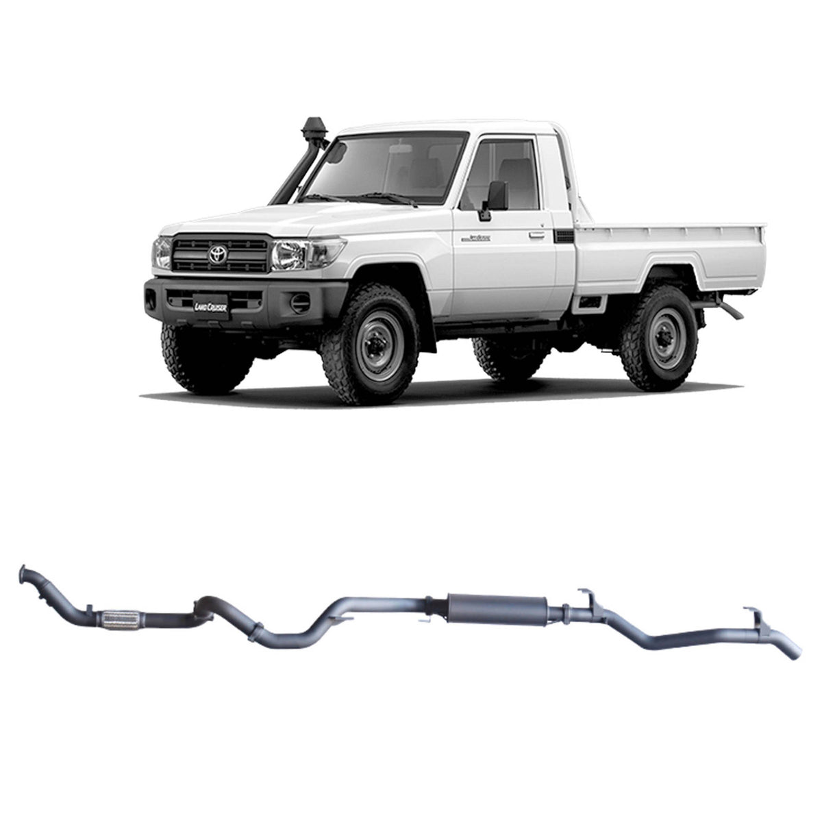 Redback 3-inch Turbo-Back, Large Muffler, No Cat – LandCruiser 79 Single Cab | TLX40200-PM