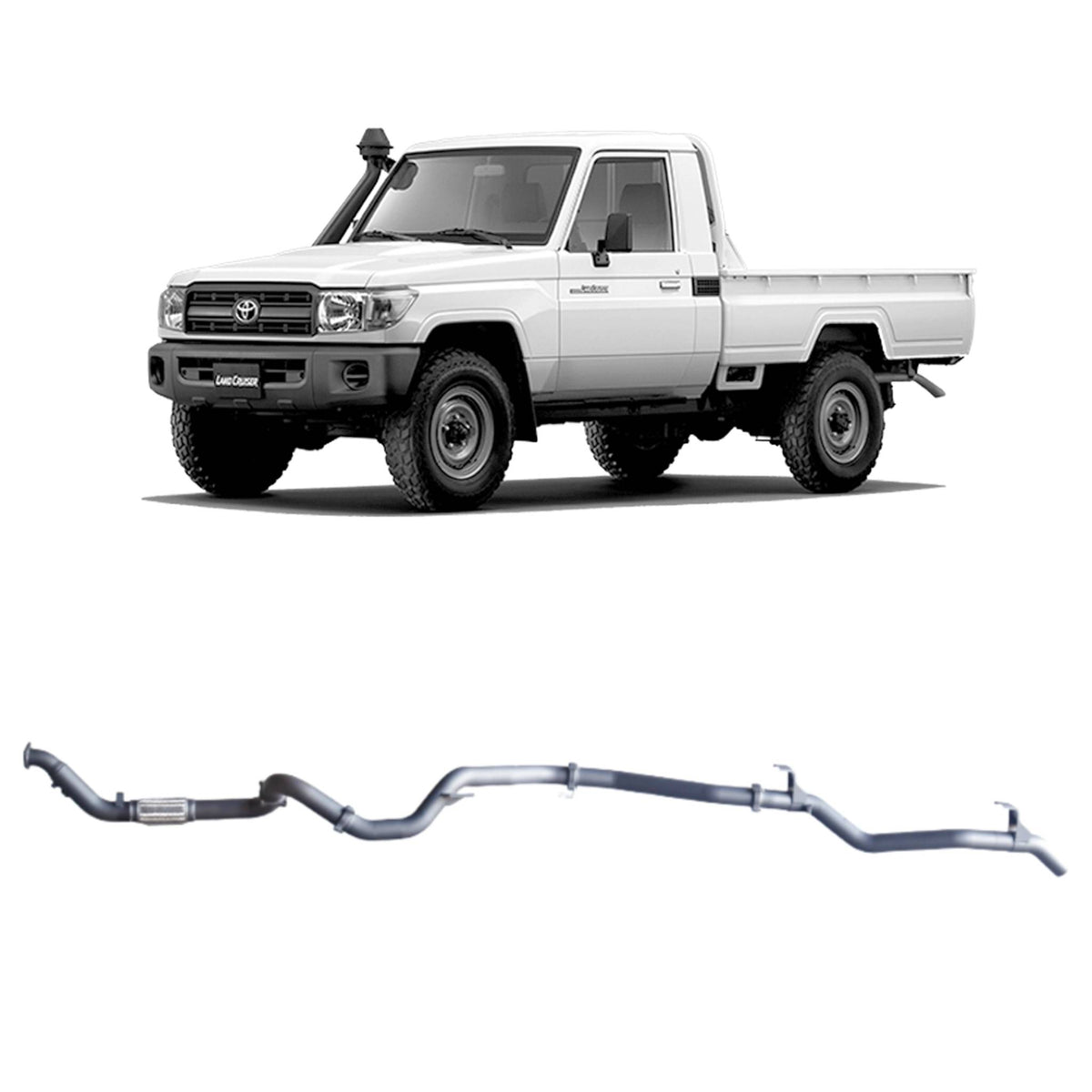 Redback 3-inch Turbo-Back, Muffler Delete, No Cat – LandCruiser 79 Single Cab | TLX40200-PO