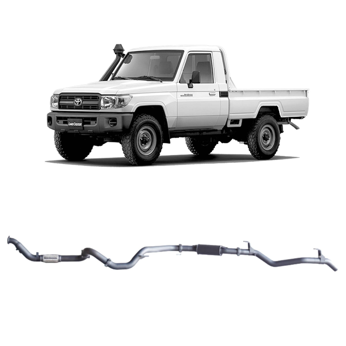 Redback 3-inch Turbo-Back, Resonator, No Cat – LandCruiser 79 Single Cab | TLX40200-PR