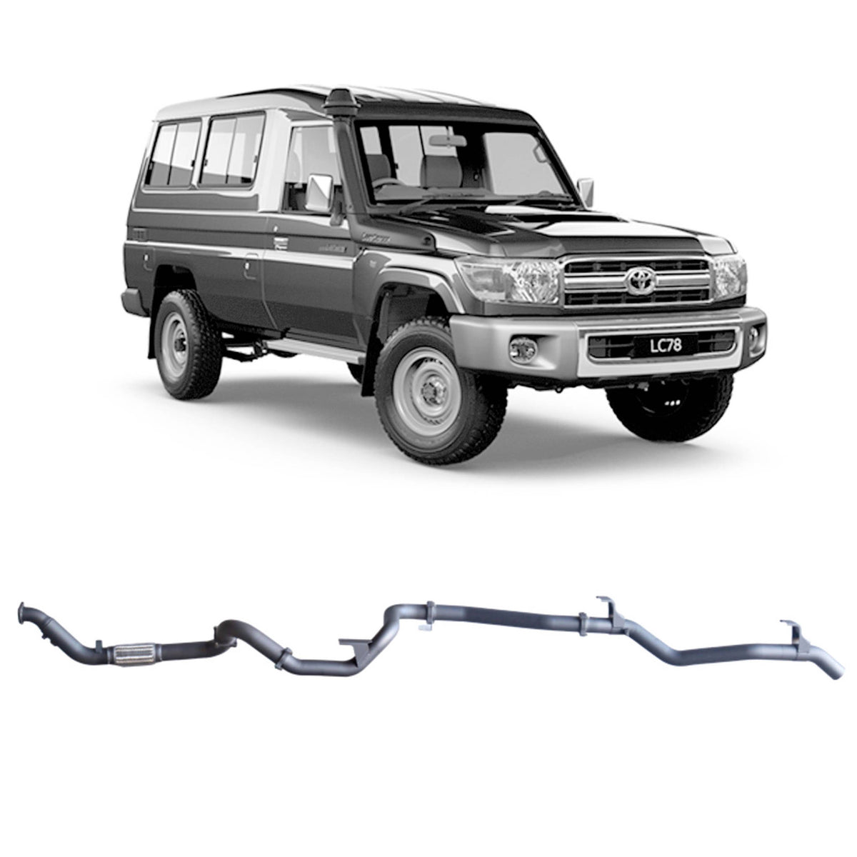 Redback 3-inch Turbo-Back, Muffler Delete, No Cat – LandCruiser 78 Troop Carrier | TLX40400-PO