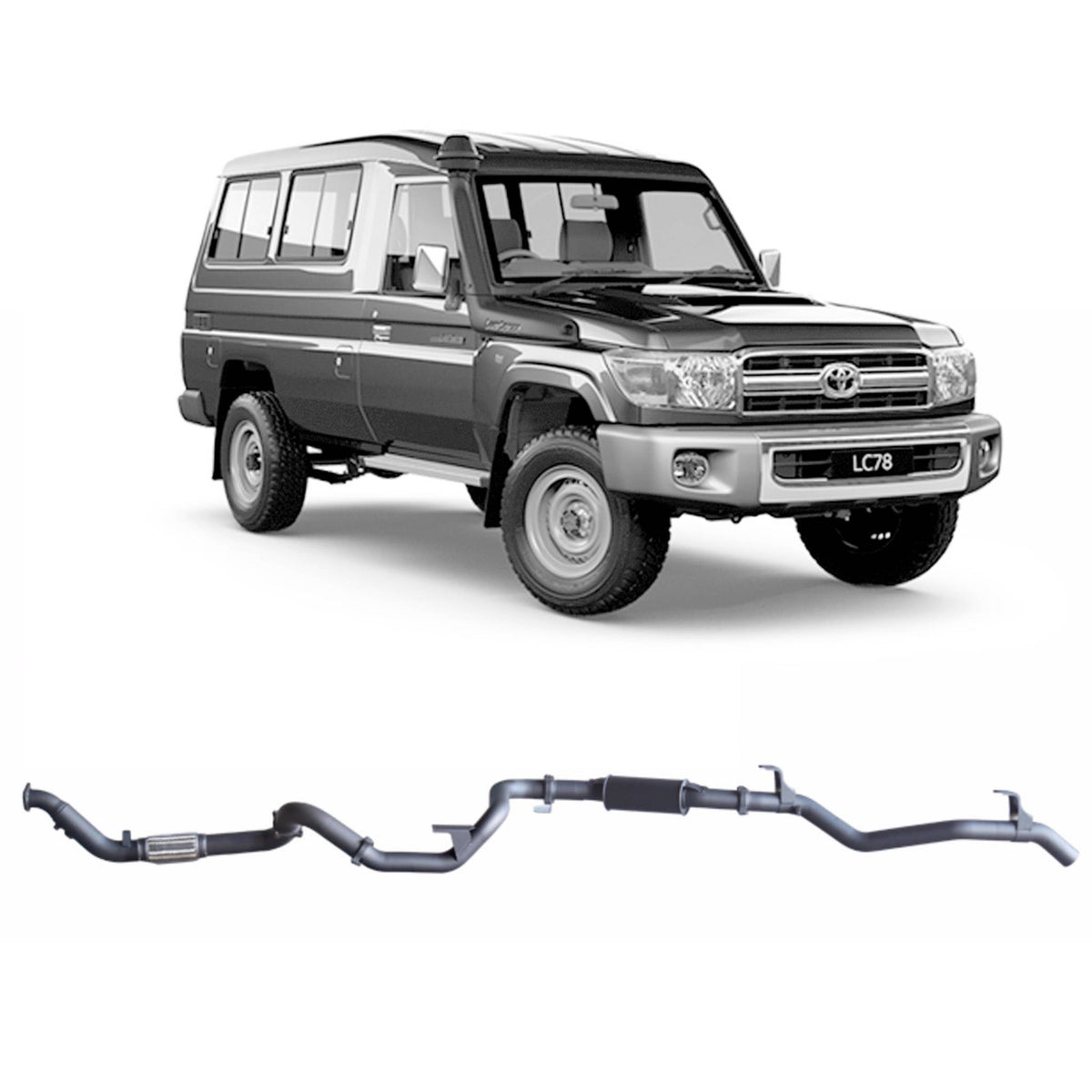 Redback 3-inch Turbo-Back, Resonator, No Cat – LandCruiser 78 Troop Carrier | TLX40400-PR