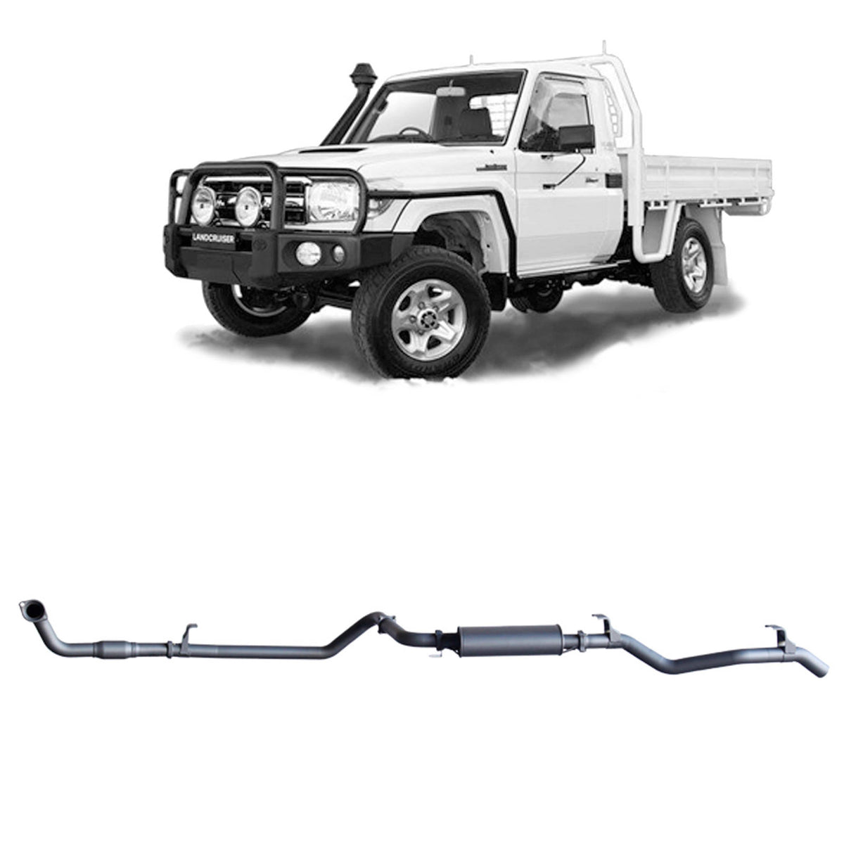 Redback 3-inch Dump-Pipe-Back, Cat & Large Muffler – LandCruiser 79 4.2L TD | TLX40800-CM