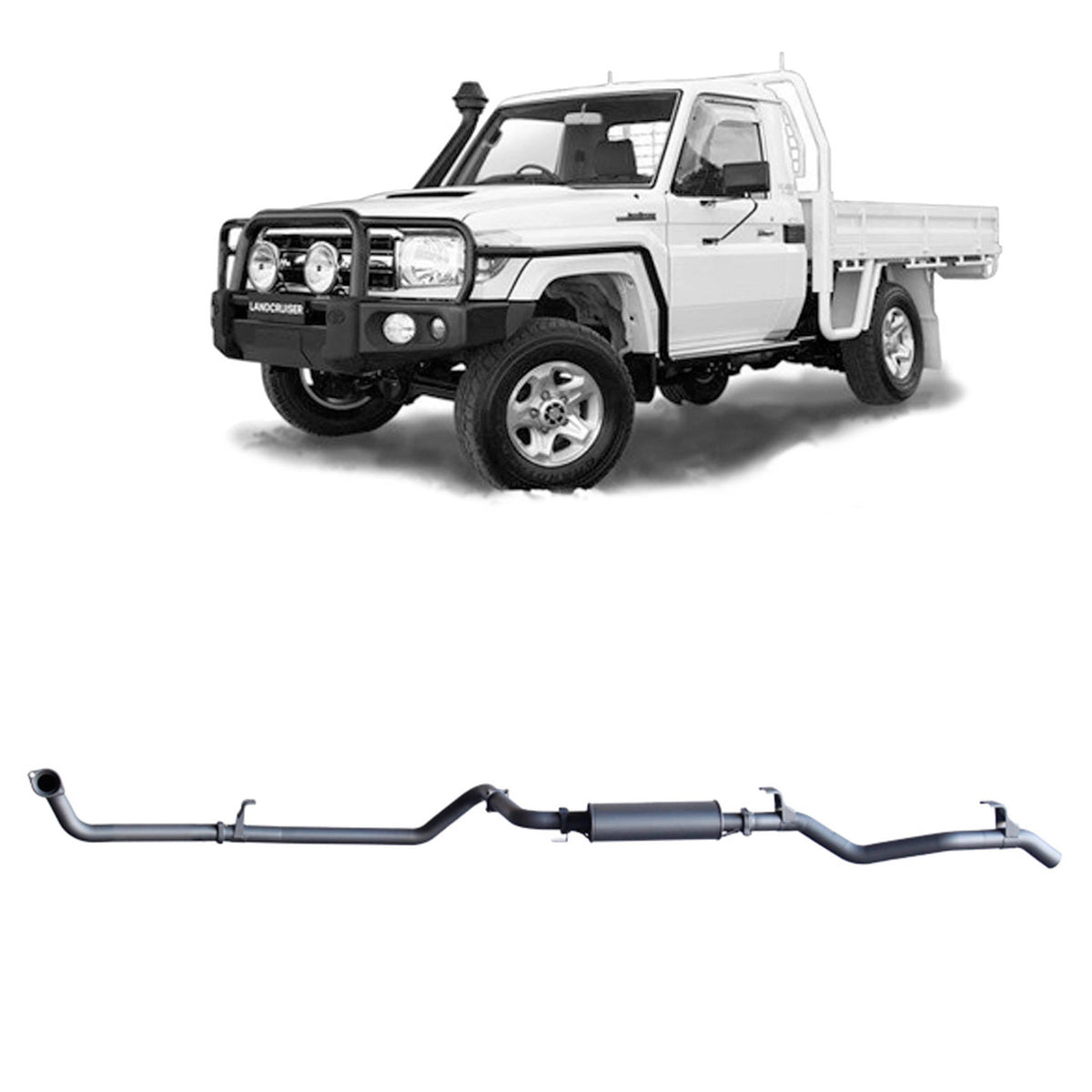 Redback 3-inch Dump-Pipe-Back, Large Muffler, No Cat – LandCruiser 79 4.2L TD | TLX40800-PM