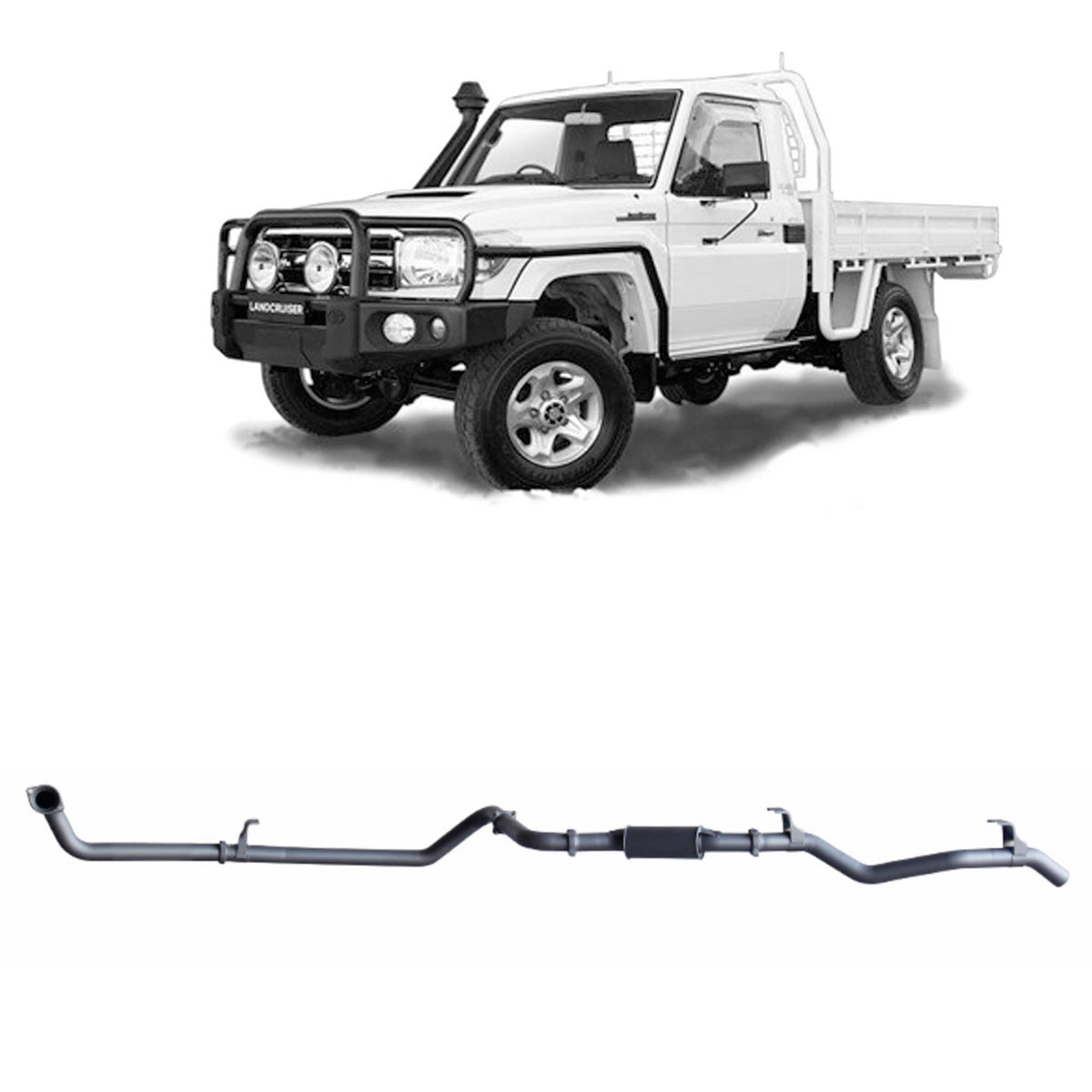 Redback 3-inch Dump-Pipe-Back, Resonator, No Cat – LandCruiser 79 1HD-FTE | TLX40800-PR