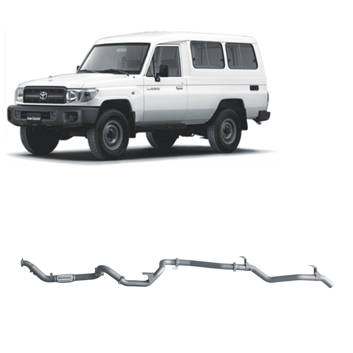 Redback 3-inch Dump-Pipe-Back, Muffler Delete, No Cat – LandCruiser 78 4.2L TD | TLX41100-PO
