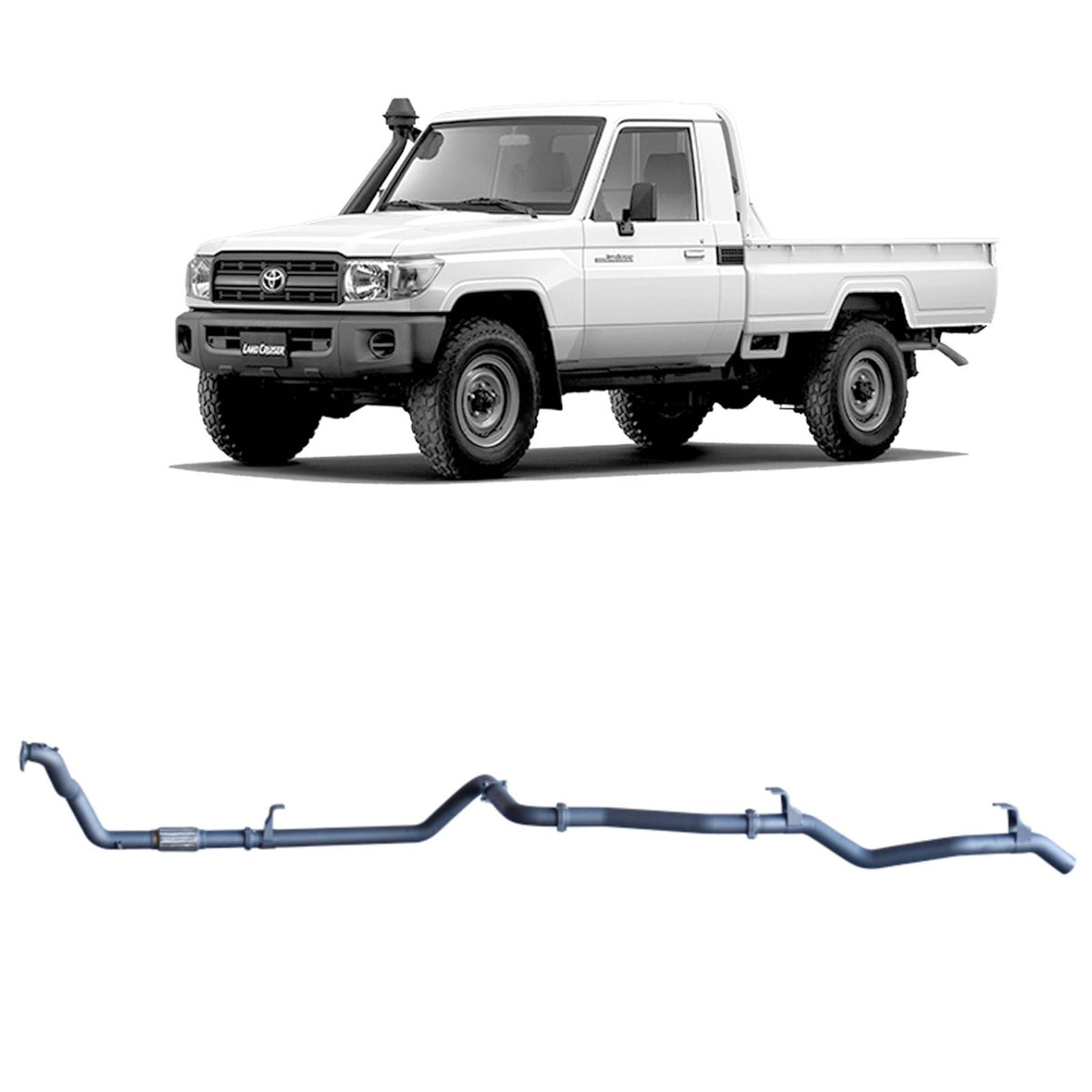 Redback 3-inch Denco Turbo Exhaust, Muffler Delete – LandCruiser 79 1HZ Single Cab | TLX41300-PO-DEN