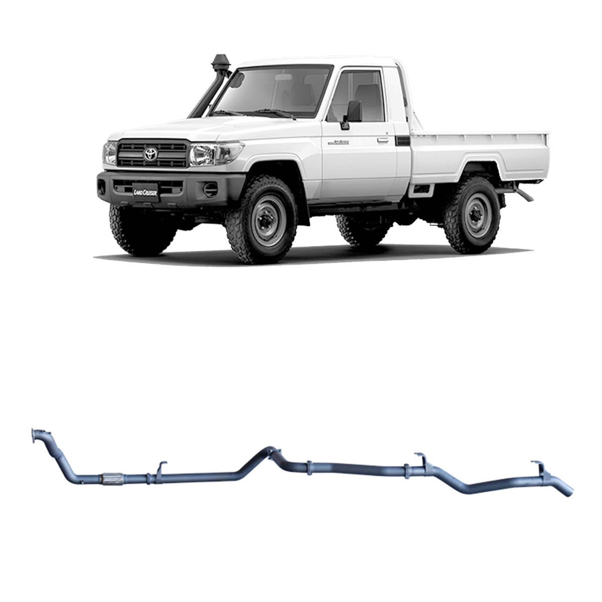 Redback 3-inch Exhaust, Safari Turbo, Muffler Delete – LandCruiser 79 4.2L 1HZ | TLX41300-PO-SAF