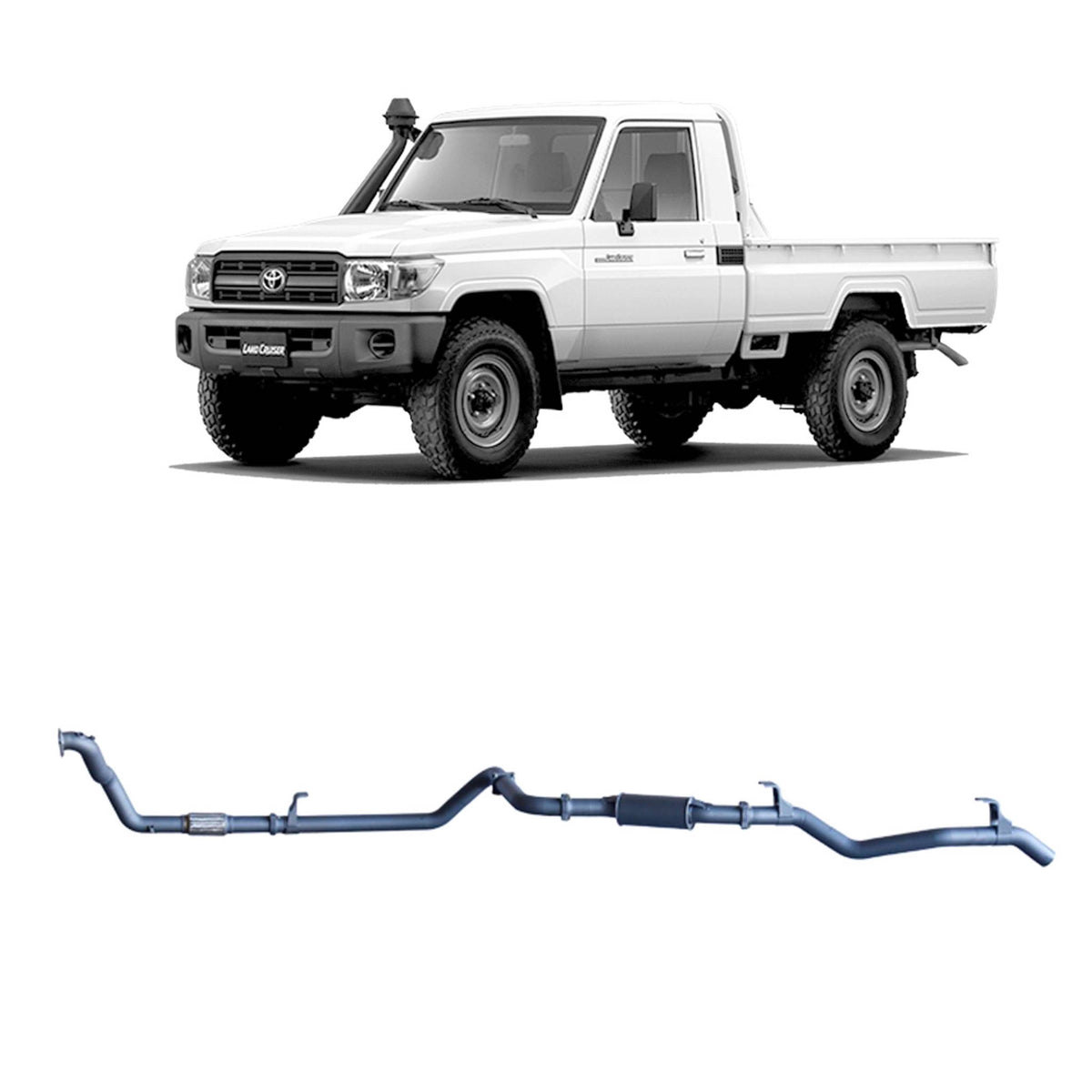 Redback 3-inch DTS Turbo Exhaust with Resonator – LandCruiser 79 1HZ Single Cab | TLX41300-PR-DTS