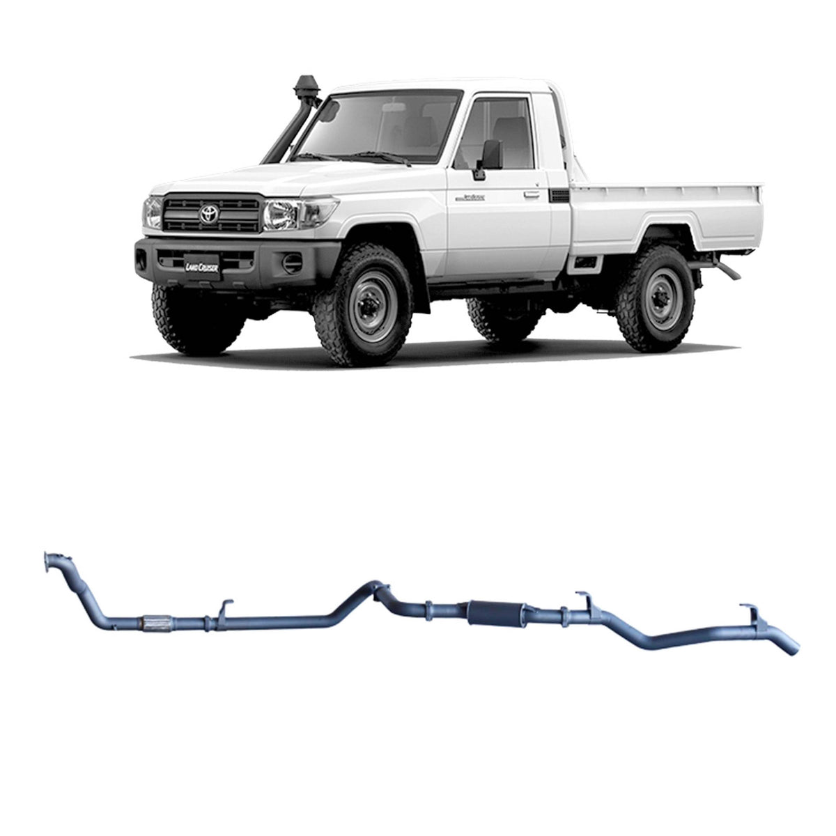 Redback 3-inch Safari Turbo Exhaust with Resonator – LandCruiser 79 1HZ Single Cab | TLX41300-PR-SAF