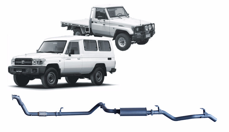 Redback 3-inch Exhaust, Safari Turbo, Large Muffler – LandCruiser 75/78 4.2L 1HZ | TLX41500-PM-SAF