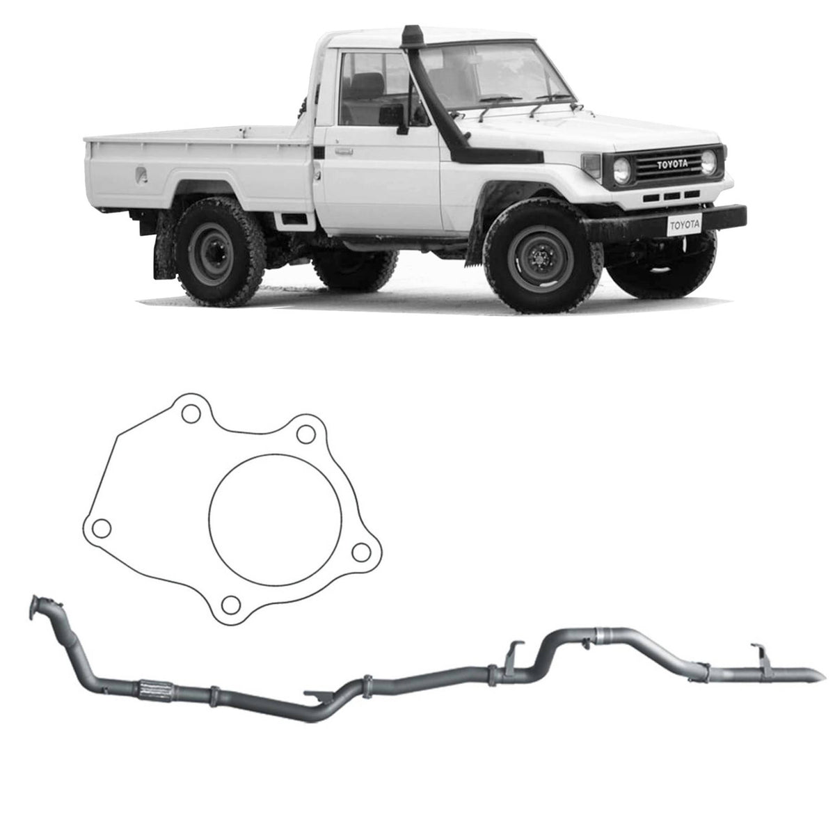 Redback 3-inch Exhaust, DTS Turbo, Muffler Delete – LandCruiser 75/78 4.2L 1HZ | TLX41500-PO-DTS