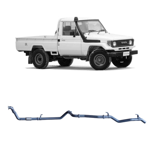 Redback 3-inch Safari Turbo Exhaust, Muffler Delete – LandCruiser 75/78 1HZ, Leaf Front | TLX41500-PO-SAF