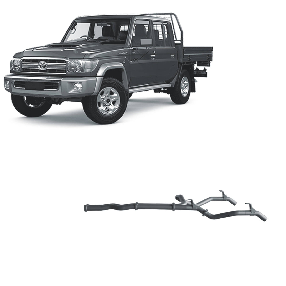 Redback Twin 3-inch DPF-Back, Muffler Delete – LandCruiser 79 Single and Double Cab | TLX441700-PO