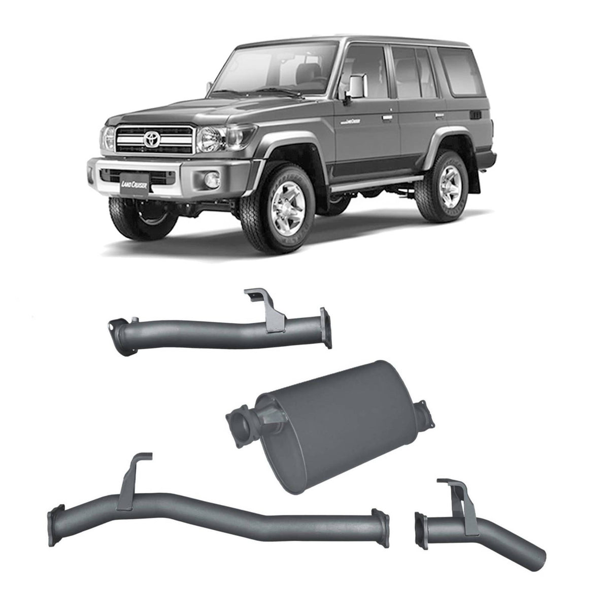 Redback 3-inch DPF-Back, Large Muffler – LandCruiser 76 Wagon | TLX442400-PM