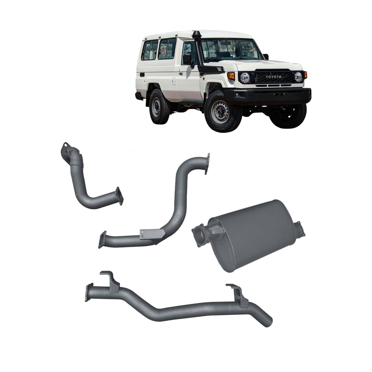 Redback 3-inch DPF-Back, Large Muffler – LandCruiser 78 Troop Carrier | TLX442800-PM