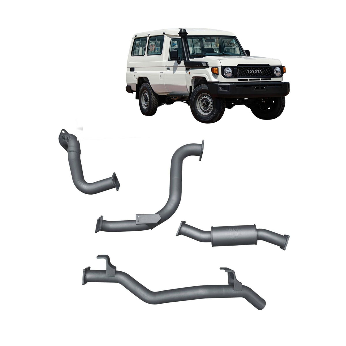 Redback 3-inch DPF-Back, Resonator – LandCruiser 78 Troop Carrier | TLX442800-PR