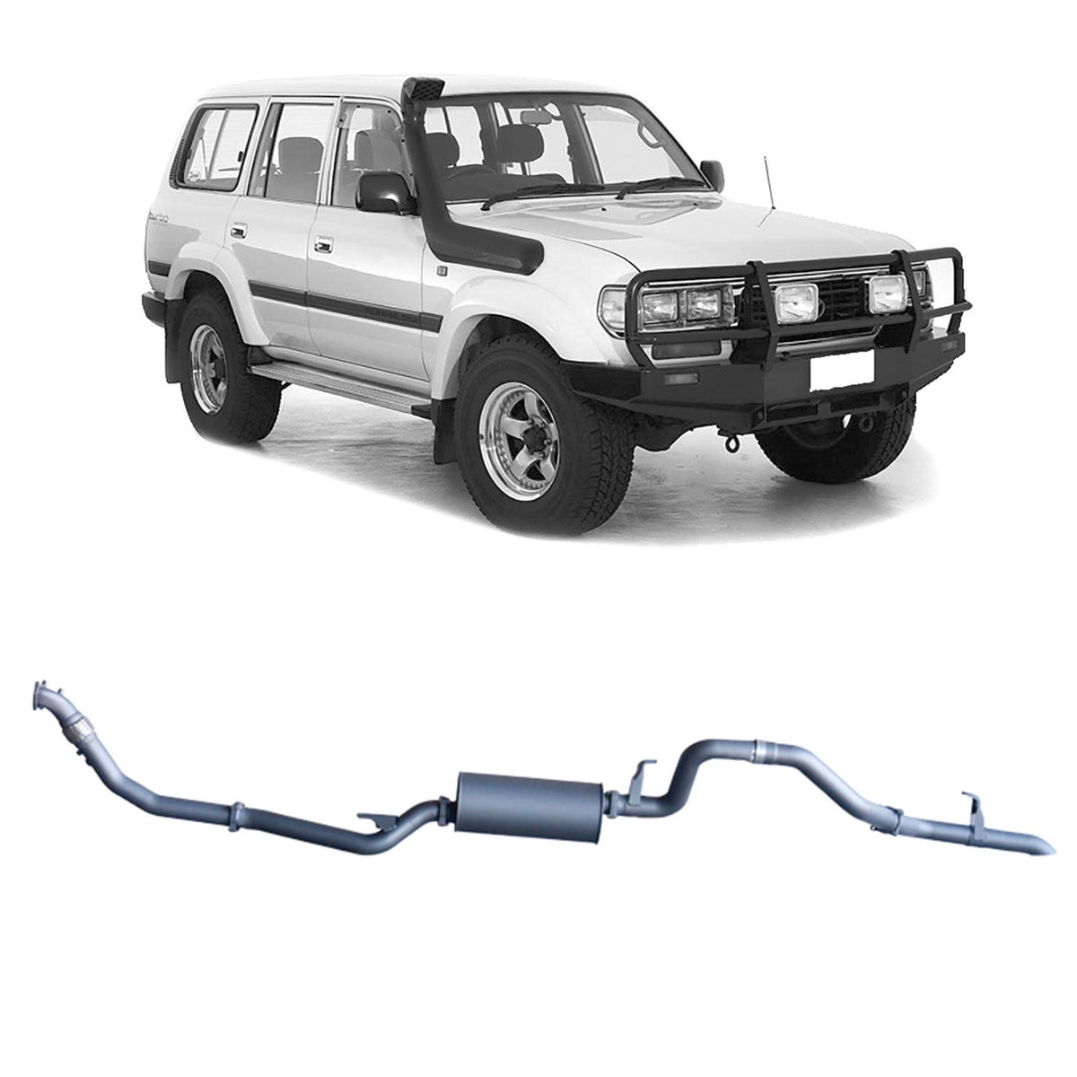 Redback 3-inch Turbo-Back, Safari Turbo, Large Muffler – LandCruiser 80 Wagon 4.2L 1HZ | TLX44500-PM-SAF