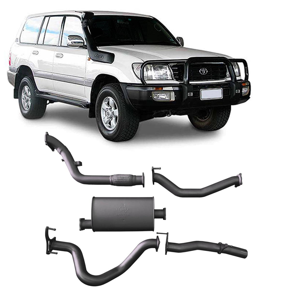 Redback 3-inch Turbo-Back, Large Muffler, No Cat – LandCruiser 100 4.2L | TLX44900-PM