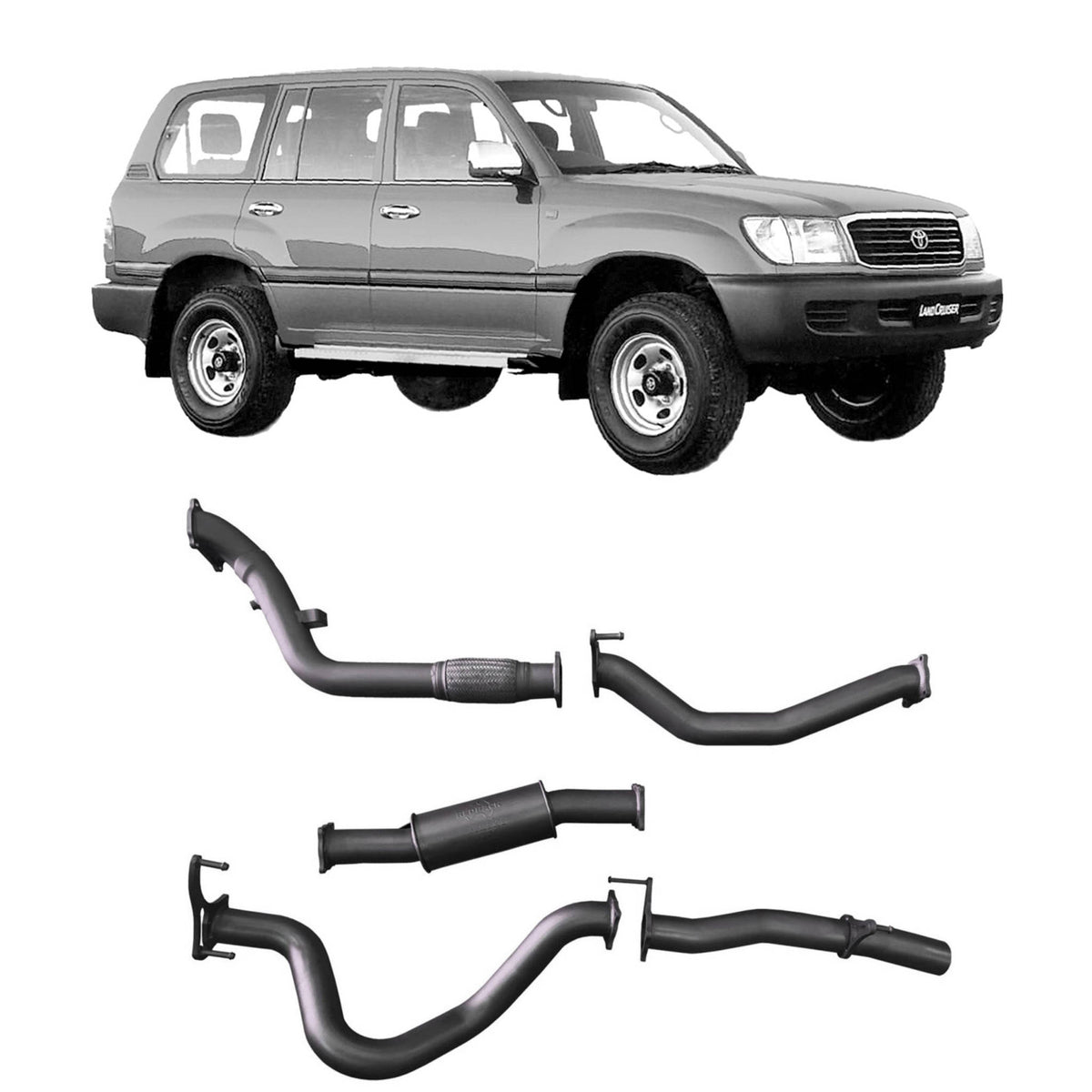 Redback 3-inch Turbo-Back, Denco Turbo, Resonator – LandCruiser 105 Wagon | TLX45200-PR-DEN