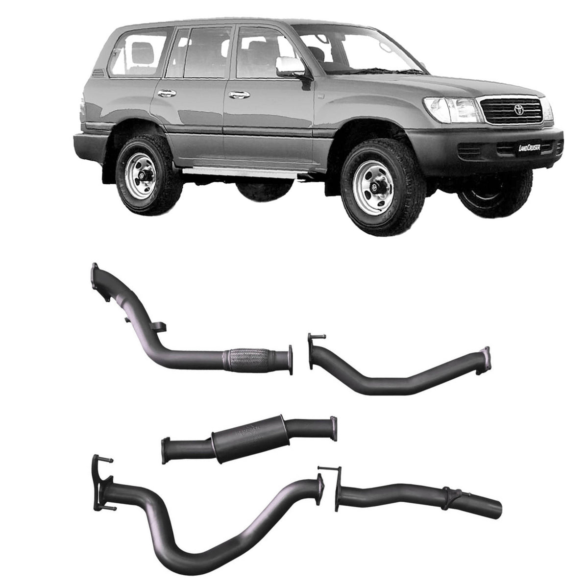 Redback 3-inch Turbo-Back, Safari Turbo, Resonator – LandCruiser 105 Wagon | TLX45200-PR-SAF