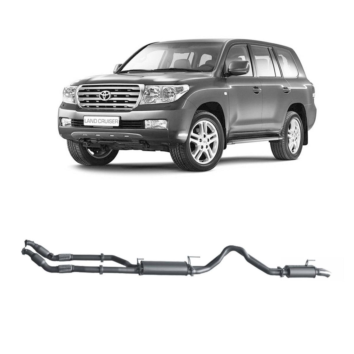 Redback Twin 3-inch Turbo-Back, Cat – LandCruiser 200 4.5L V8 | TLX45900-C2