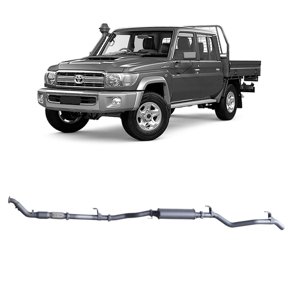Redback 3-inch Turbo-Back, Cat & Large Muffler – LandCruiser 79 Double Cab | TLX46200-CM