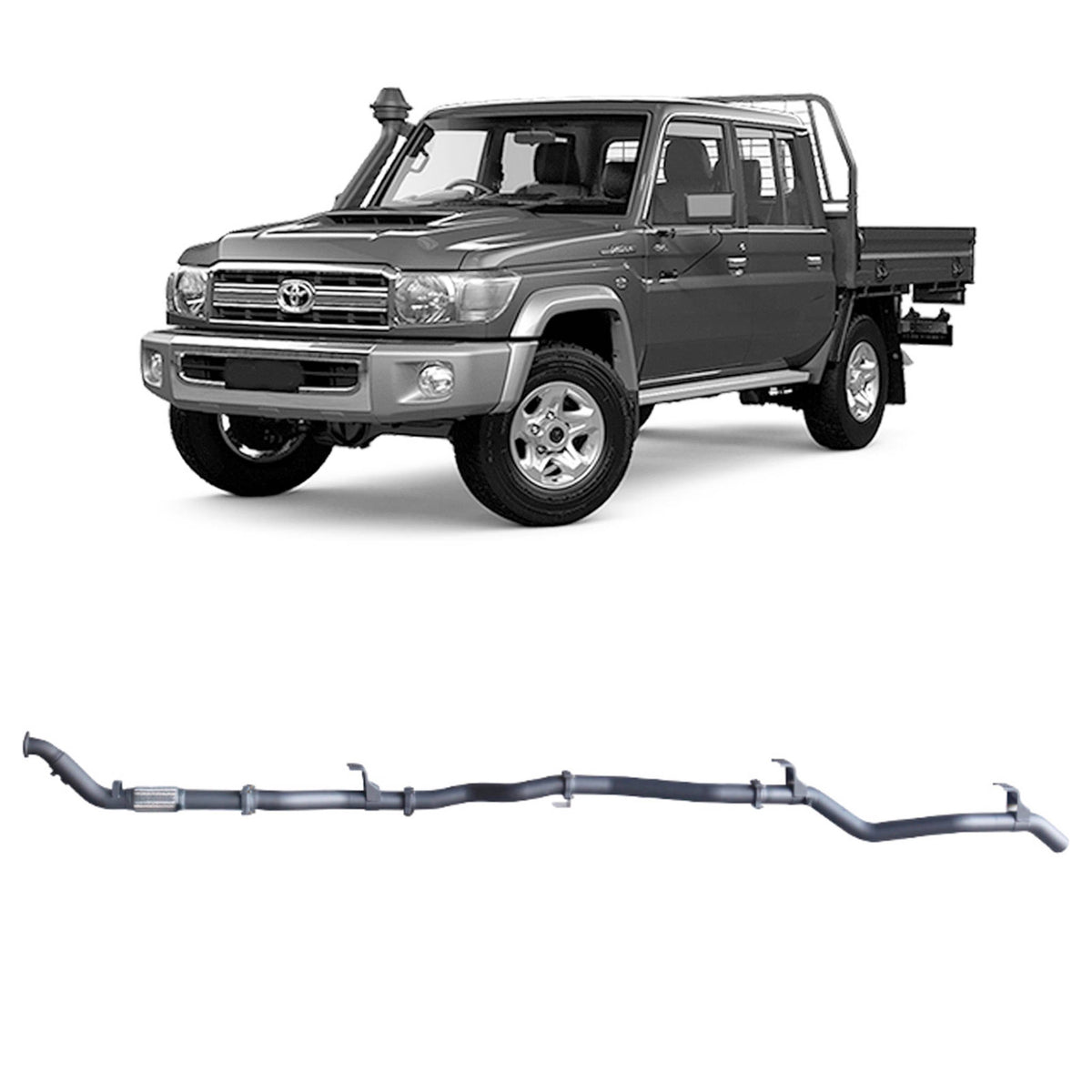 Redback 3-inch Turbo-Back, Muffler Delete, No Cat – LandCruiser 79 Double Cab | TLX46200-PO
