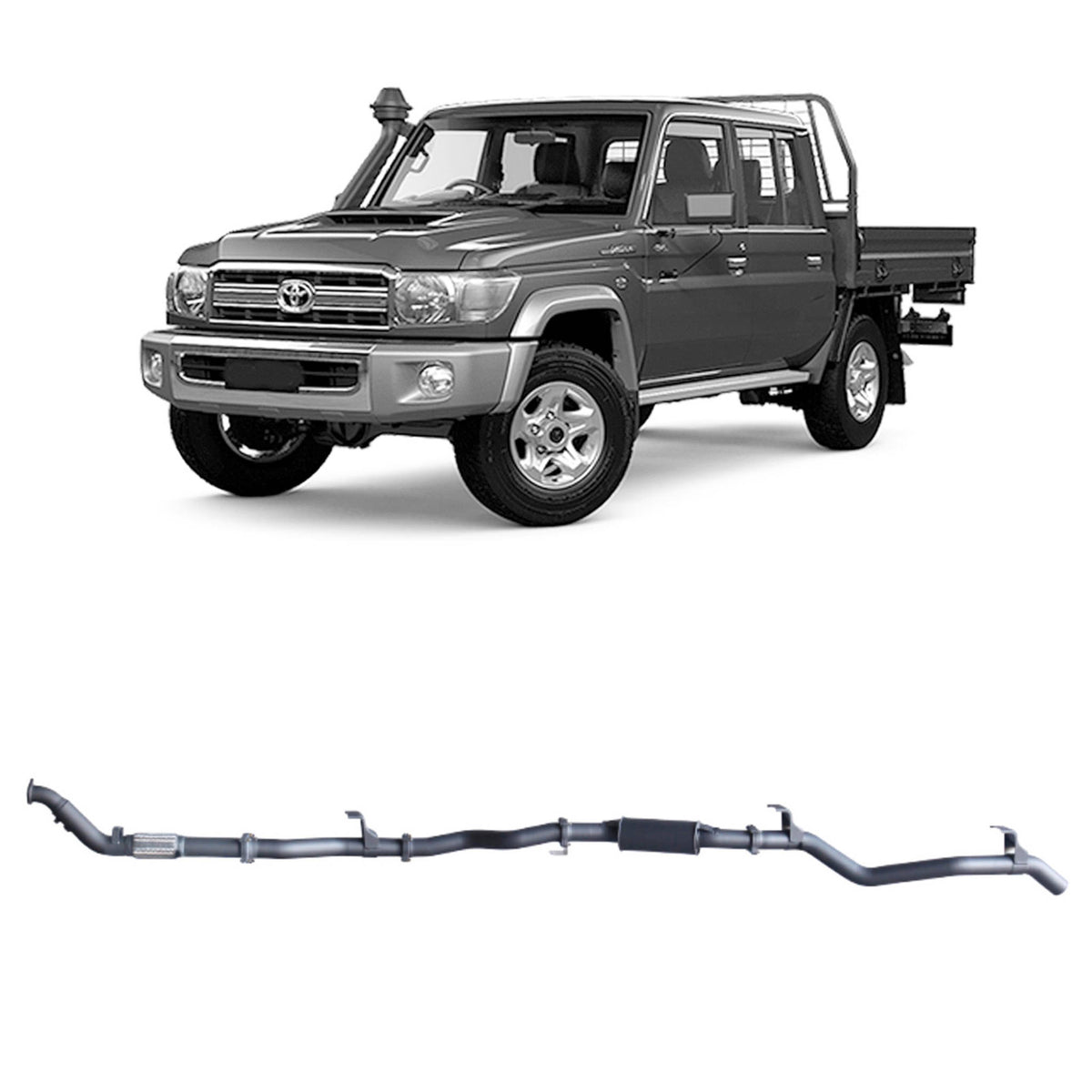 Redback 3-inch Turbo-Back, Resonator, No Cat – LandCruiser 79 Double Cab | TLX46200-PR