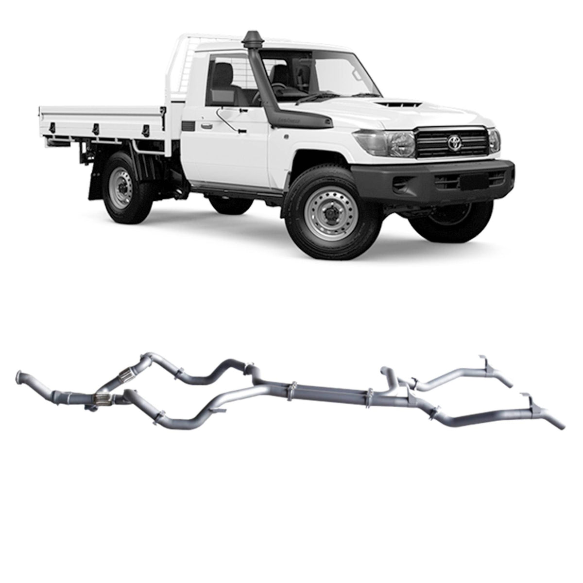 Redback Twin 3-inch Turbo-Back, Muffler Delete, No Cat – LandCruiser 79 Single Cab | TLX46600-PO