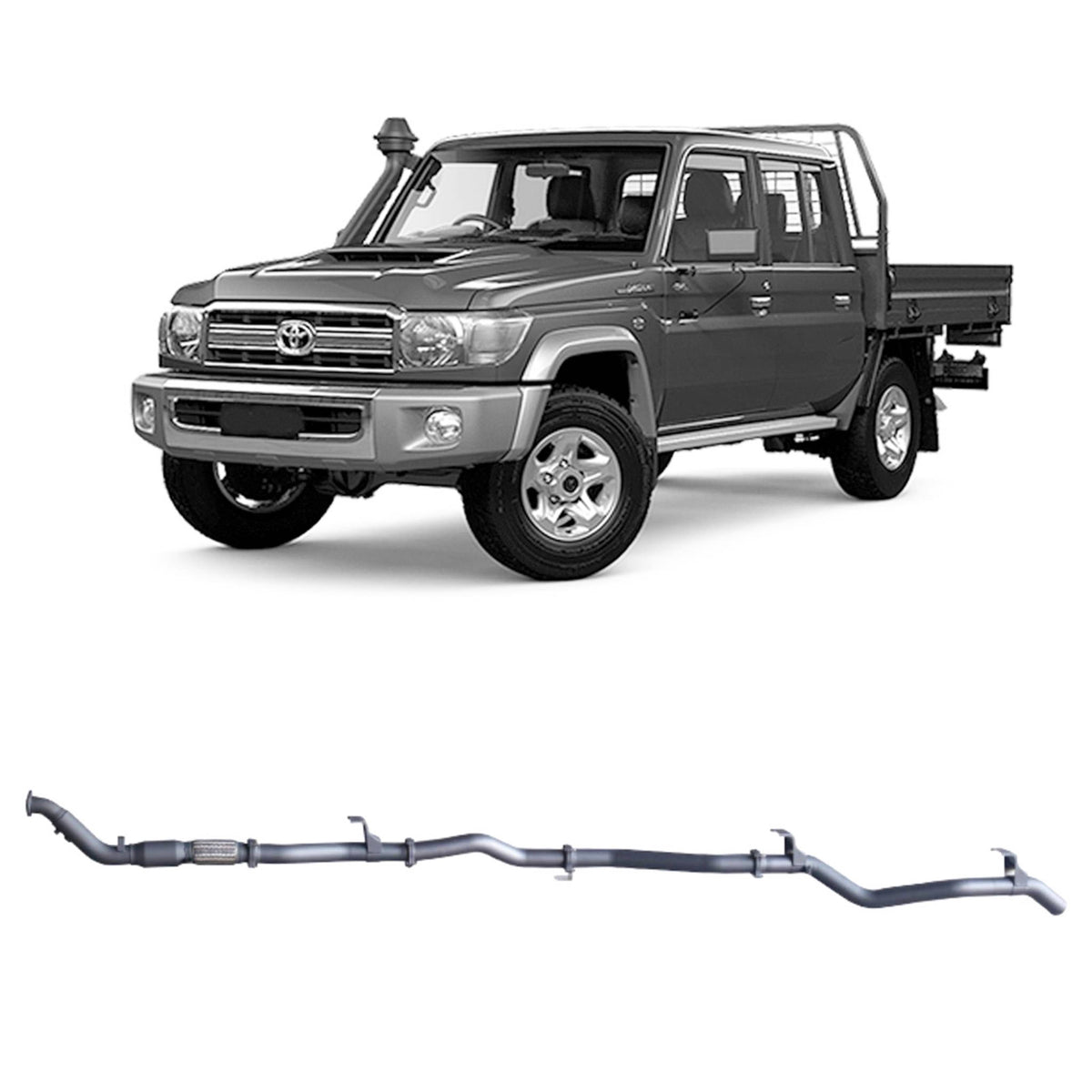 Redback 3-inch Turbo-Back, Cat & Muffler Delete – LandCruiser 79 Double Cab with Auxiliary Fuel Tank | TLX47400-CP