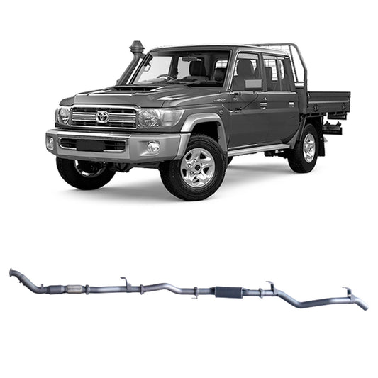 Redback 3-inch Turbo-Back, Cat & Resonator – LandCruiser 79 Double Cab with Auxiliary Fuel Tank | TLX47400-CR
