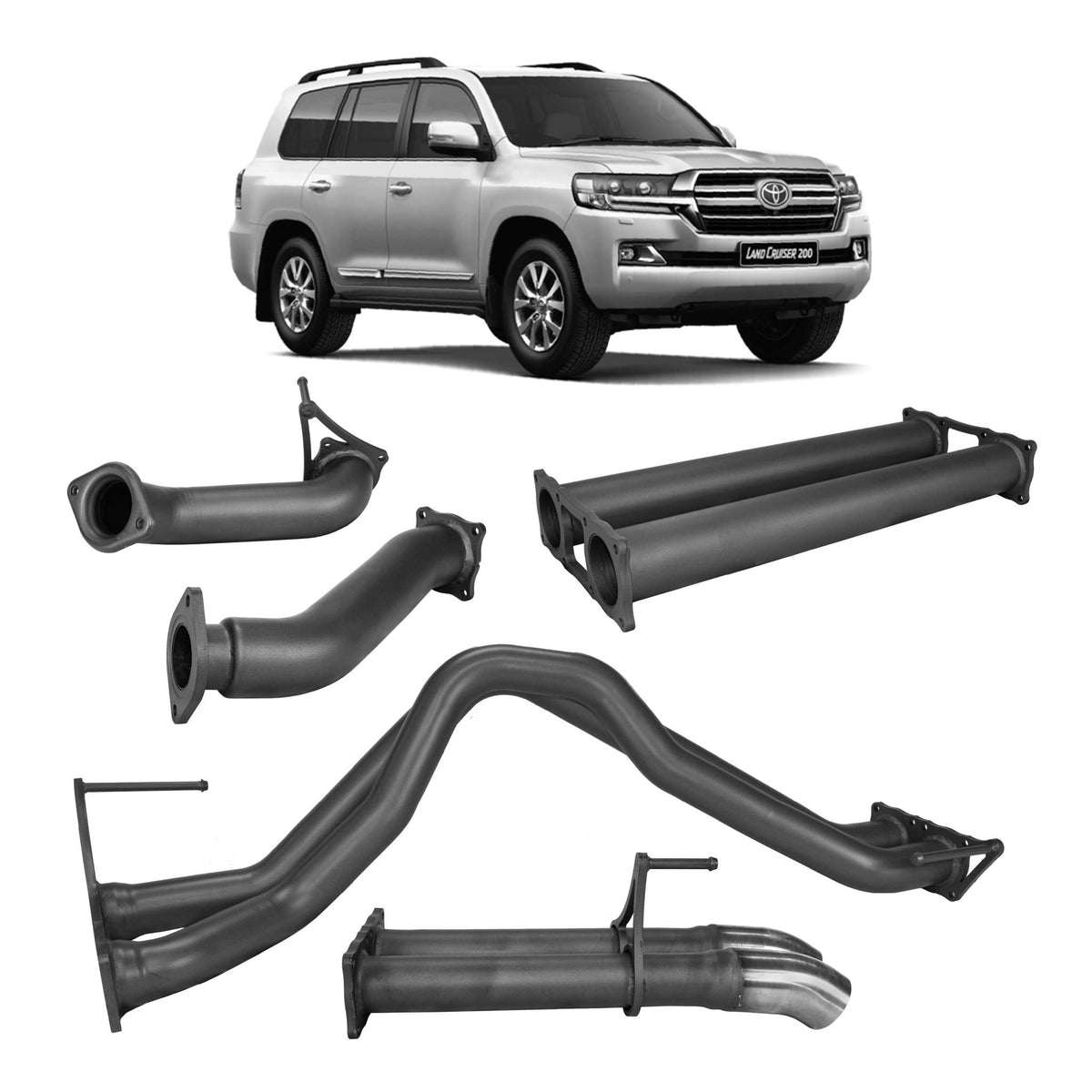 Redback Twin 3-inch DPF-Back, Muffler Delete – LandCruiser 200 4.5L V8 with Muffler Delete | TLX49800-PO