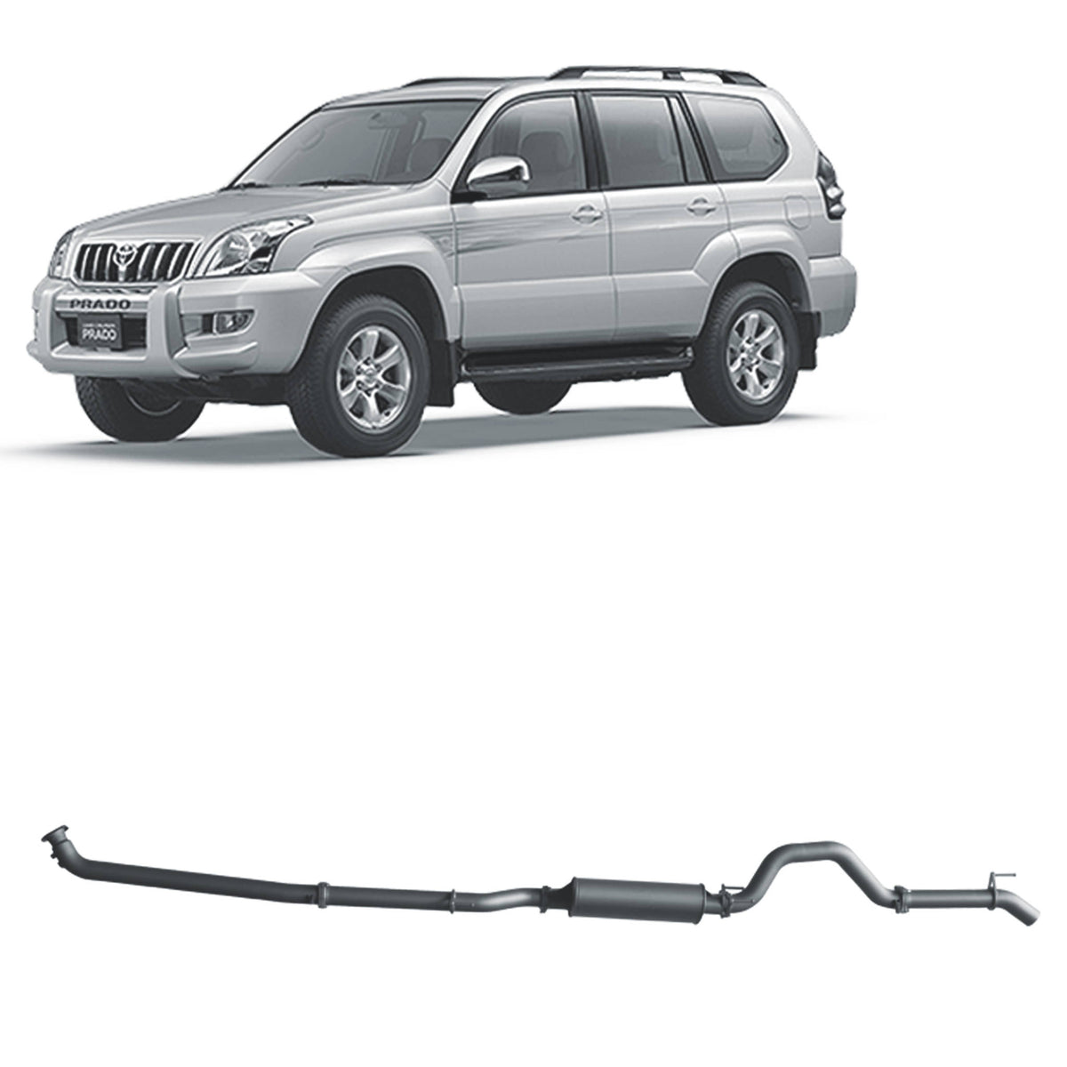 Redback 3-inch Dump-Pipe-Back, Large Muffler – Toyota Prado 120 1KZ-TE | TPX43400-PM