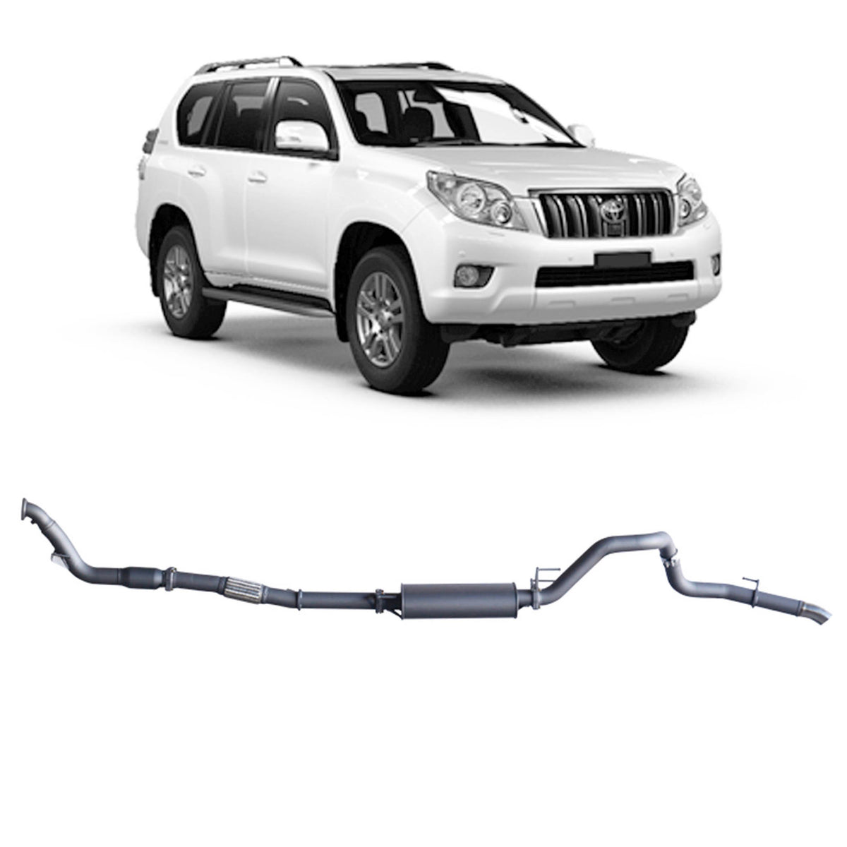 Redback 3-inch Turbo-Back, Cat & Large Muffler – Toyota Prado 120/150 1KD-FTV | TPX43800-CM