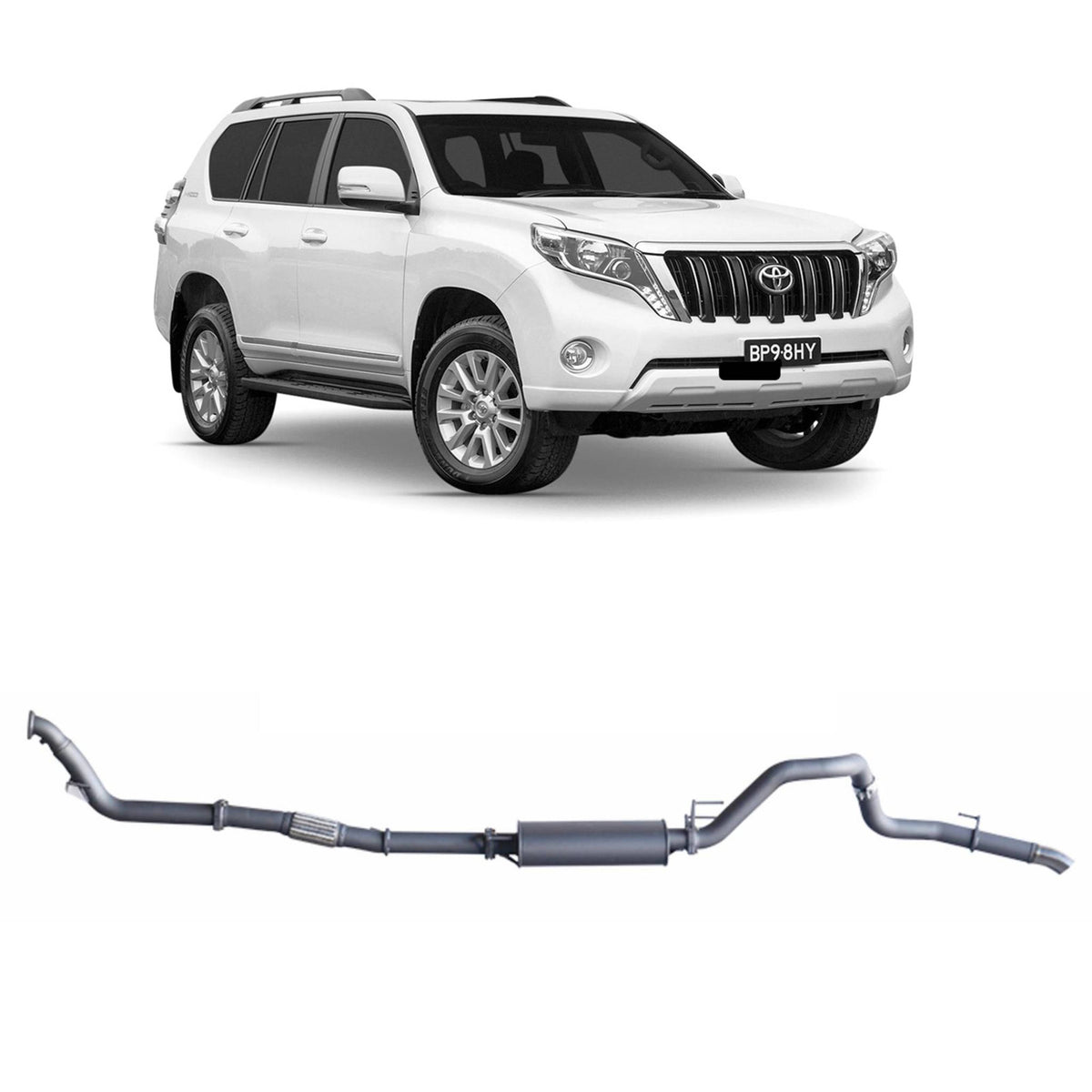 Redback 3-inch Turbo-Back, Large Muffler, No Cat – Toyota Prado 120/150 1KD-FTV | TPX43800-PM