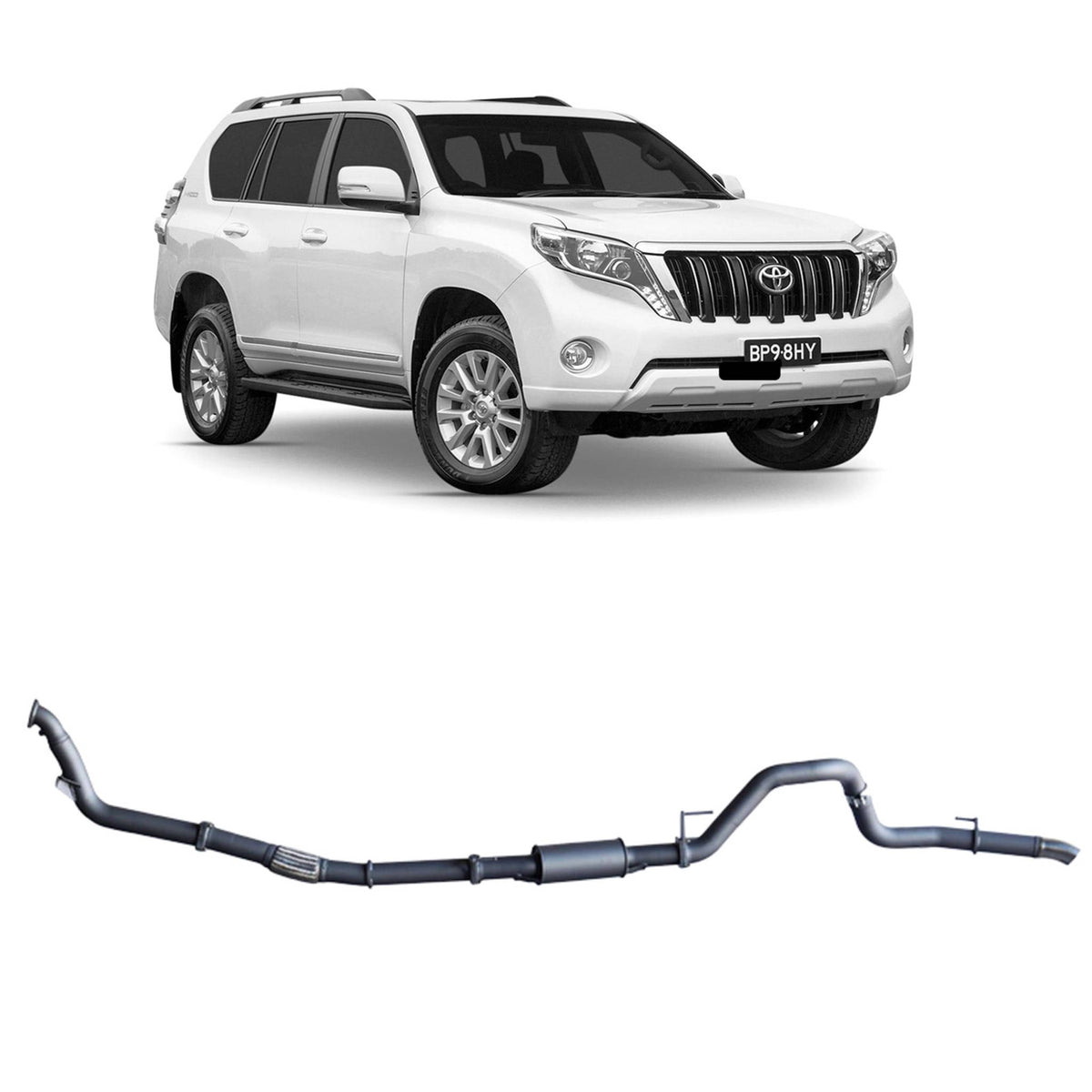 Redback 3-inch Turbo-Back, Resonator, No Cat – Toyota Prado 120/150 1KD-FTV | TPX43800-PR