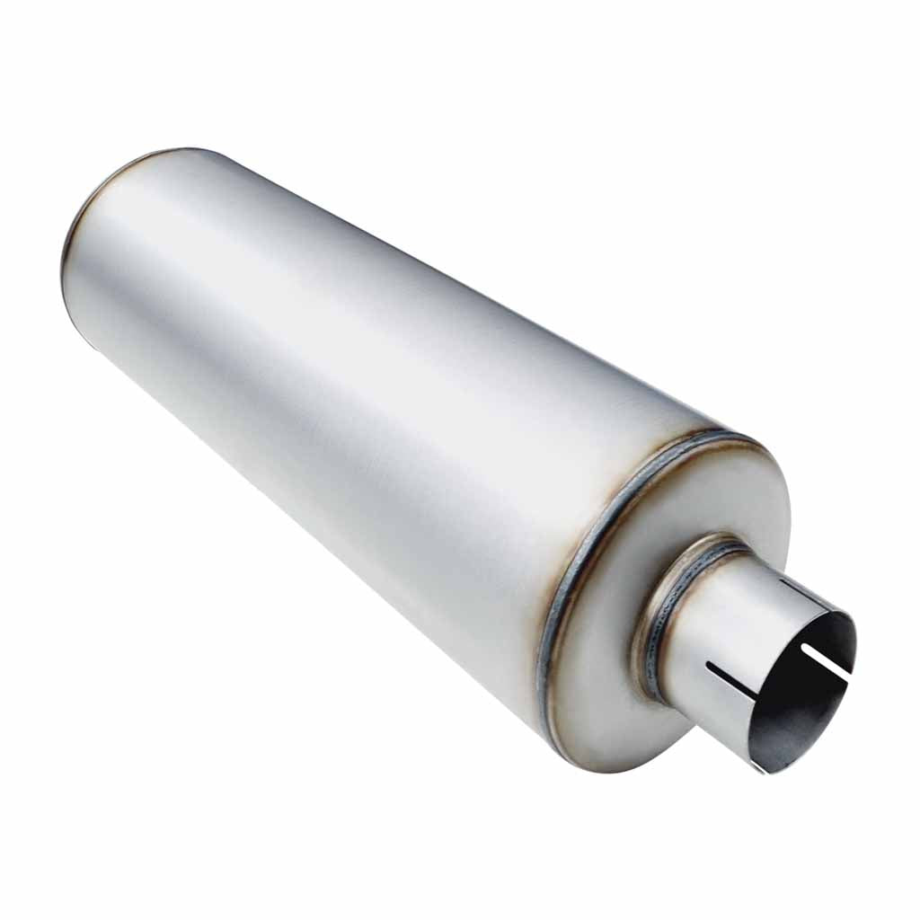 TR824400GPB-409 — 8" BODY DIAMETER X 24" BODY LENGTH - 4" IN/OUT - GLASS PACKED BAFFLED  - STAINLESS STEEL 409