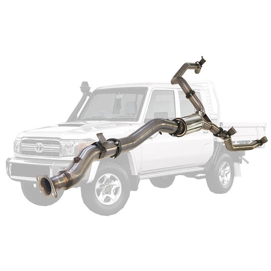 Toyota LandCruiser 79 Series VDJ79 4" Single Into Twin 3" DPF-Back Exhaust System - Muffler (Quietest)