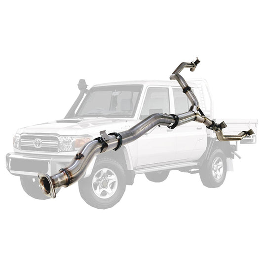 Toyota LandCruiser 79 Series VDJ79 4" Single Into Twin 3" DPF-Back Exhaust System - Pipe (Moderate)
